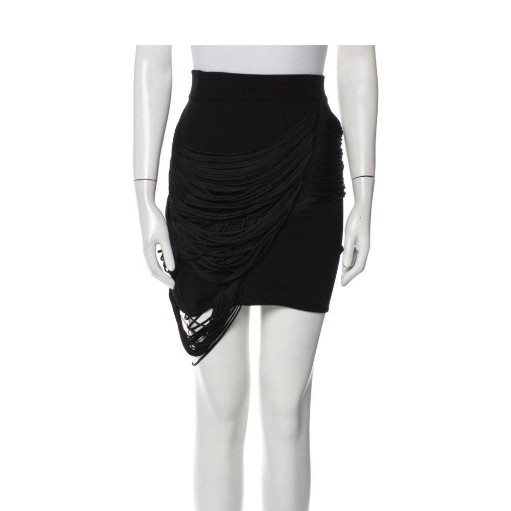Yigal Azrouel Black Asymmetrical Ruched Mini Skirt